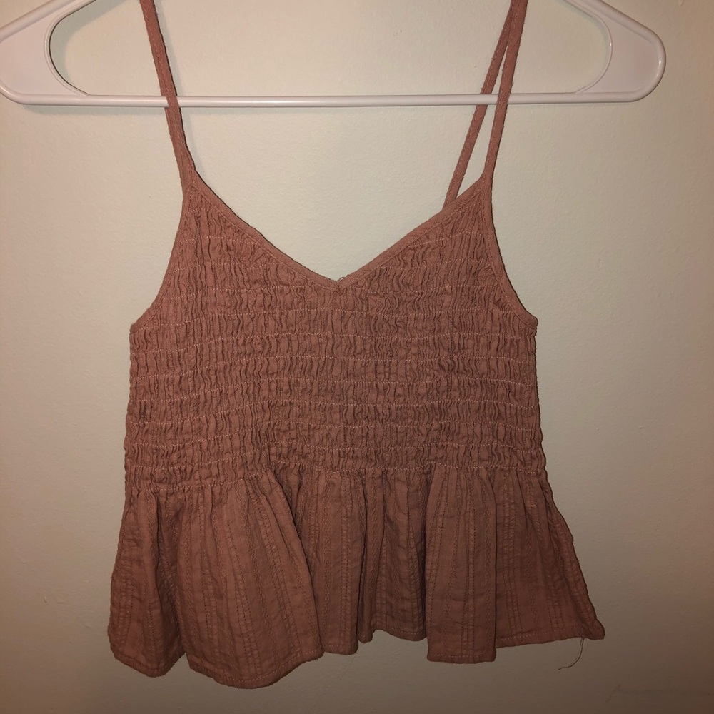 Pink Shired Peplum Crop Top